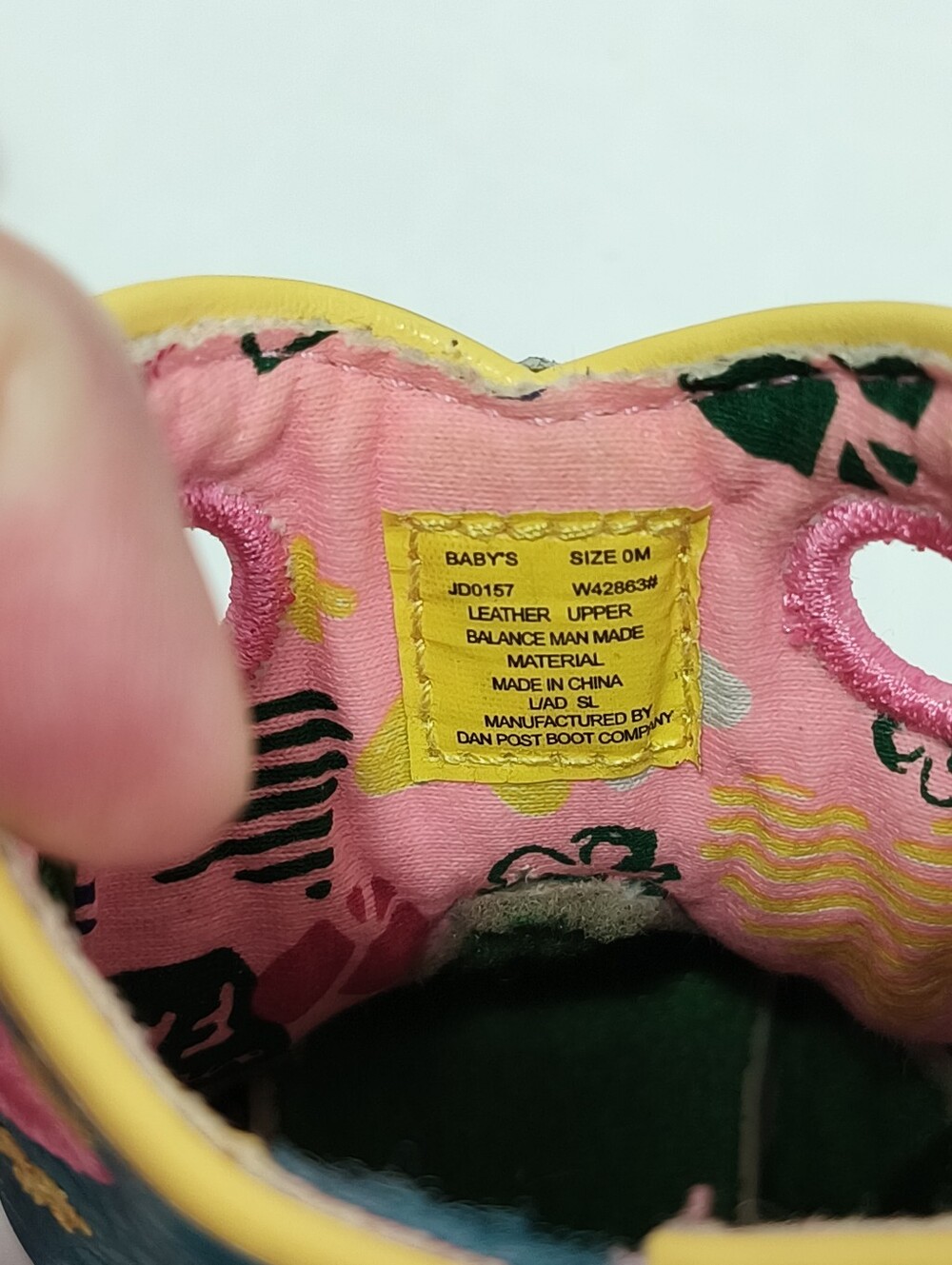 John Deere Brown & Teal Toddler Western Boots with Pink & Yellow Accents - Picture 8 of 8